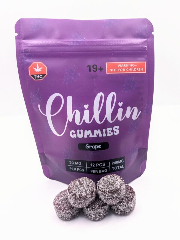 Chillin Gummies Edible ‘Single Flavour’ 240mg THC (12pcs x 20mg) - Grape
