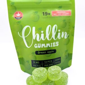 Chillin Gummies Edible ‘Single Flavour’ 240mg THC (12pcs x 20mg) - Green Apple
