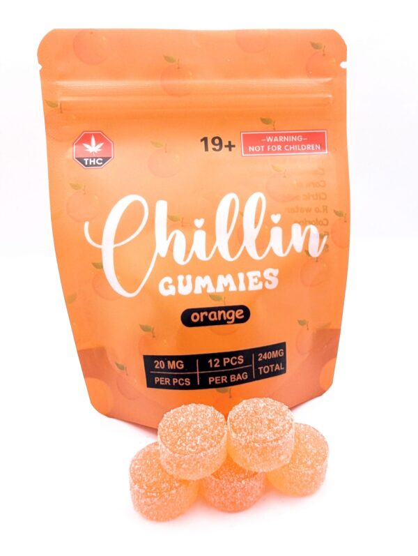 Chillin Gummies Edible ‘Single Flavour’ 240mg THC (12pcs x 20mg) - Orange