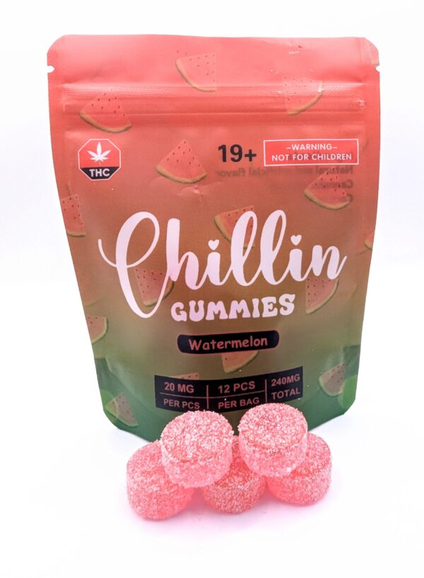 Chillin Gummies Edible ‘Single Flavour’ 240mg THC (12pcs x 20mg) - Watermelon