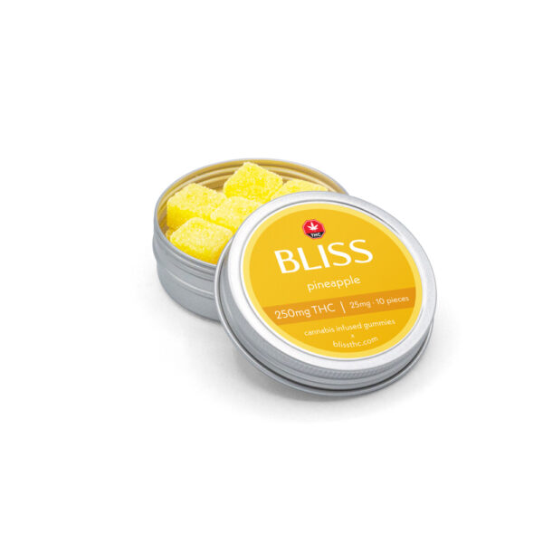Bliss Pineapple THC Gummies Edibles 250mg THC (10pcs x 25mg)