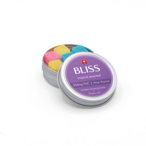 Bliss Tropical Assorted THC Gummies Edibles 250mg THC (10pcs x 25mg)