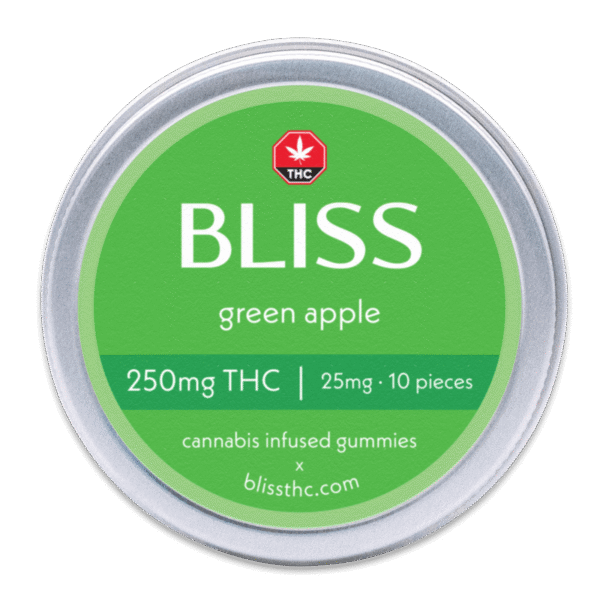 Bliss Green Apple THC Gummies Edibles 250mg THC (10pcs x 25mg) - Image 2