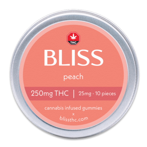 Bliss Peach THC Gummies Edibles 250mg THC (10pcs x 25mg) - Image 2