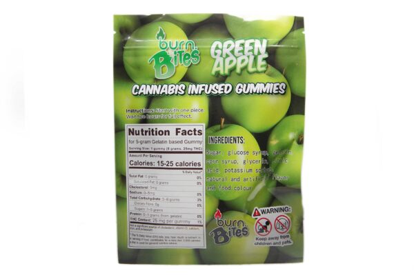 Burn Bites – Green Apple 250mg THC (10pcs x 25mg) - Image 2